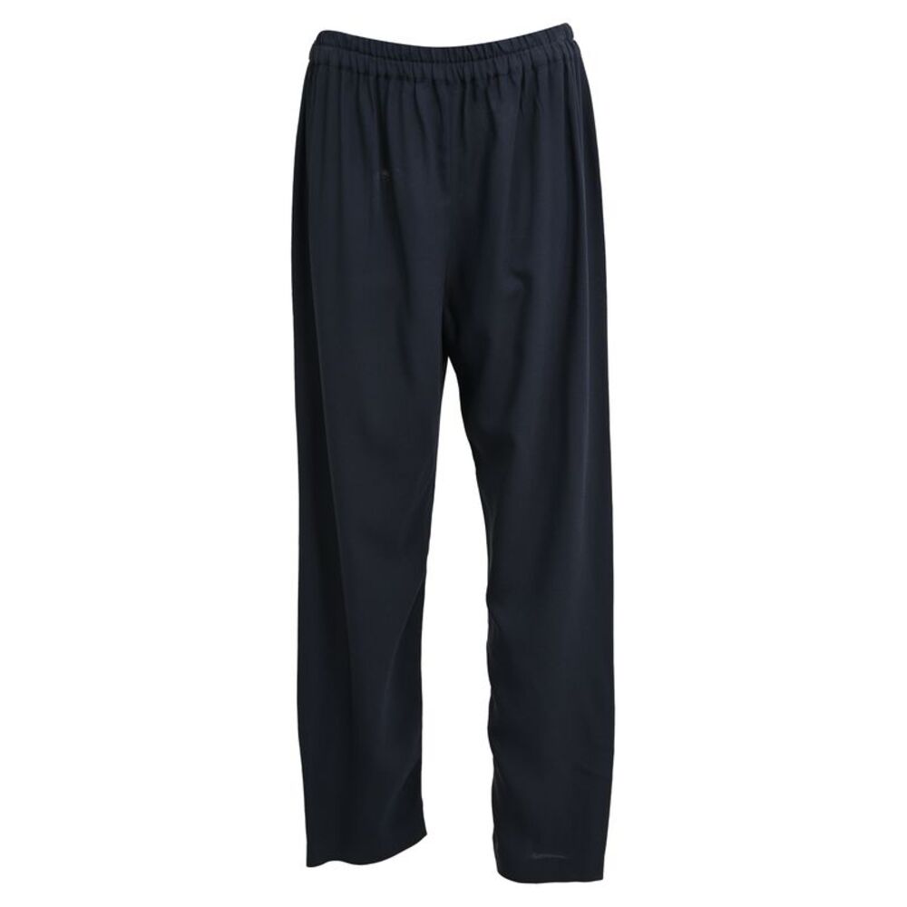 Mansur Gavriel Drawstring Straight Leg Pants in Navy Blue Viscose